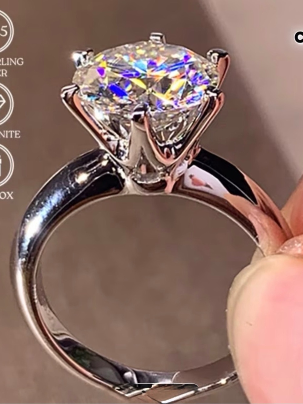 NWT-Classic Six-Prong Moissanite Engagement Ring